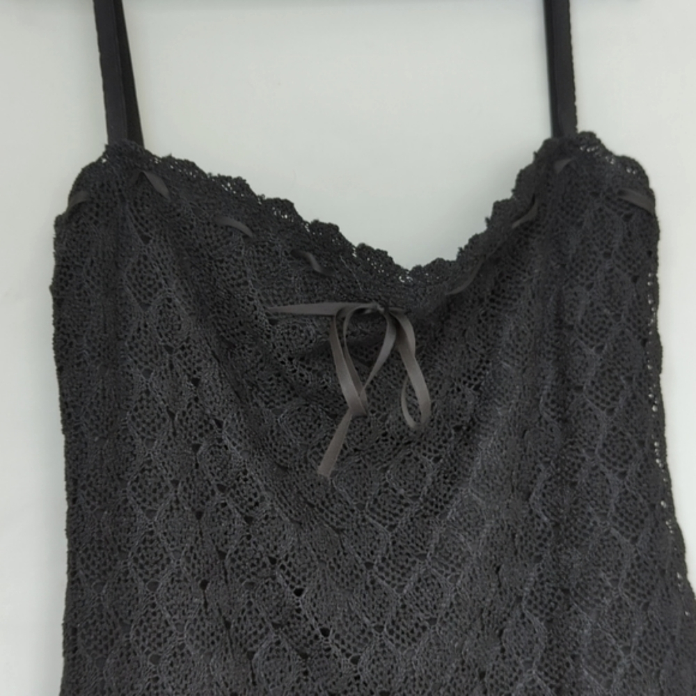 Laundry By Shelli Segal Petites | Black Crochet Scalloped Hem Strappy Dress - Picture 9 of 16